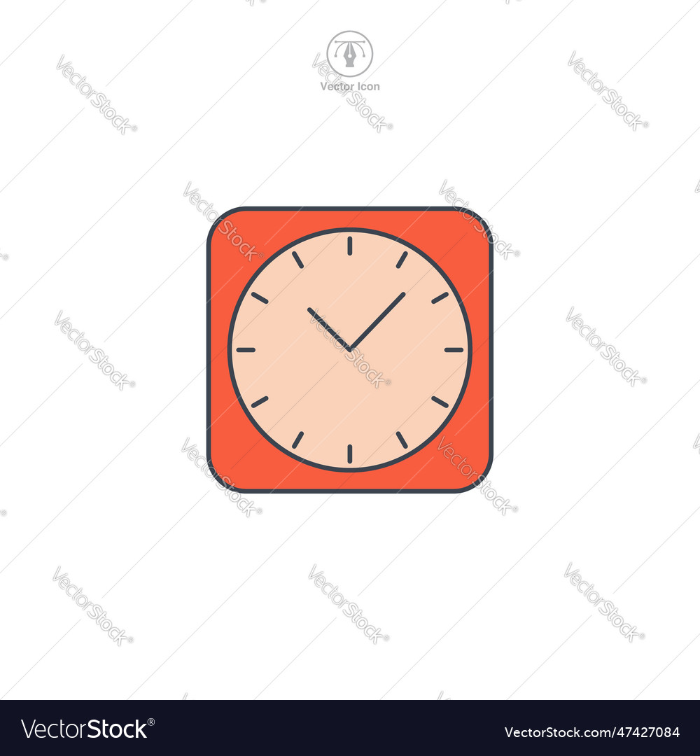 Flat icon of a clock the design uses simple lines