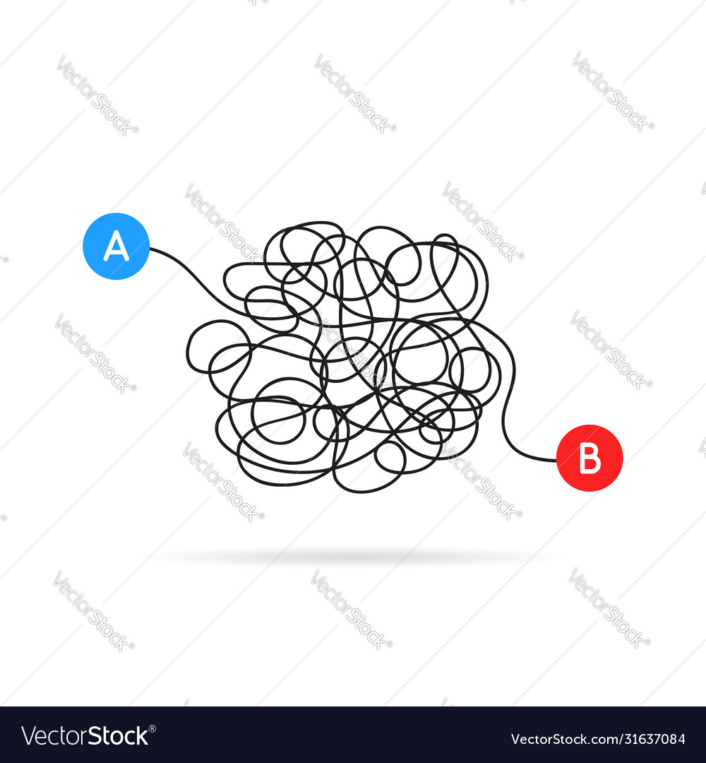 From A To B Messy Scribble Line Royalty Free Vector Image