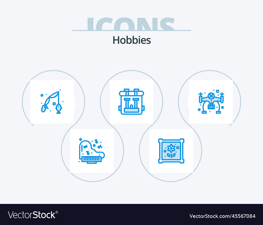 Hobbies blue icon pack 5 design hobby