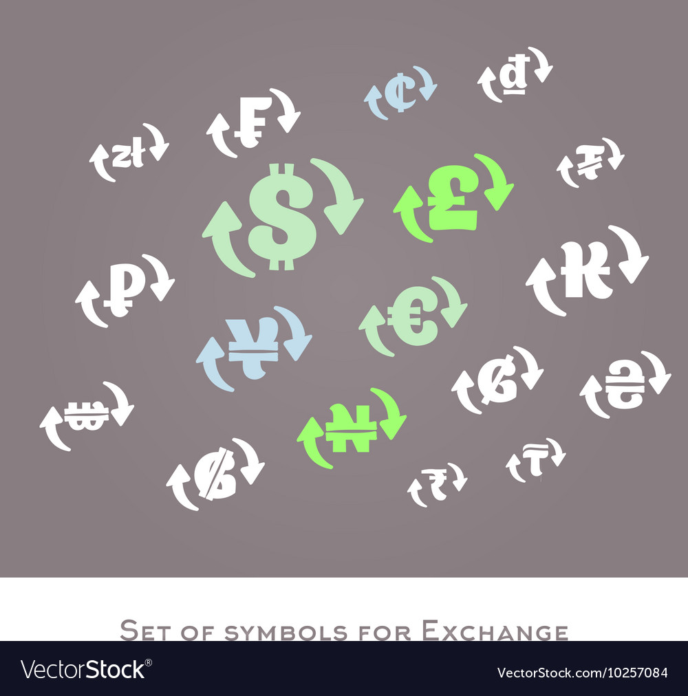 Isolated currency exchange signs set Royalty Free Vector