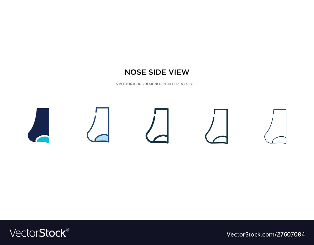 Nose side view icon in different style two vector image Nose side view icon in different style two