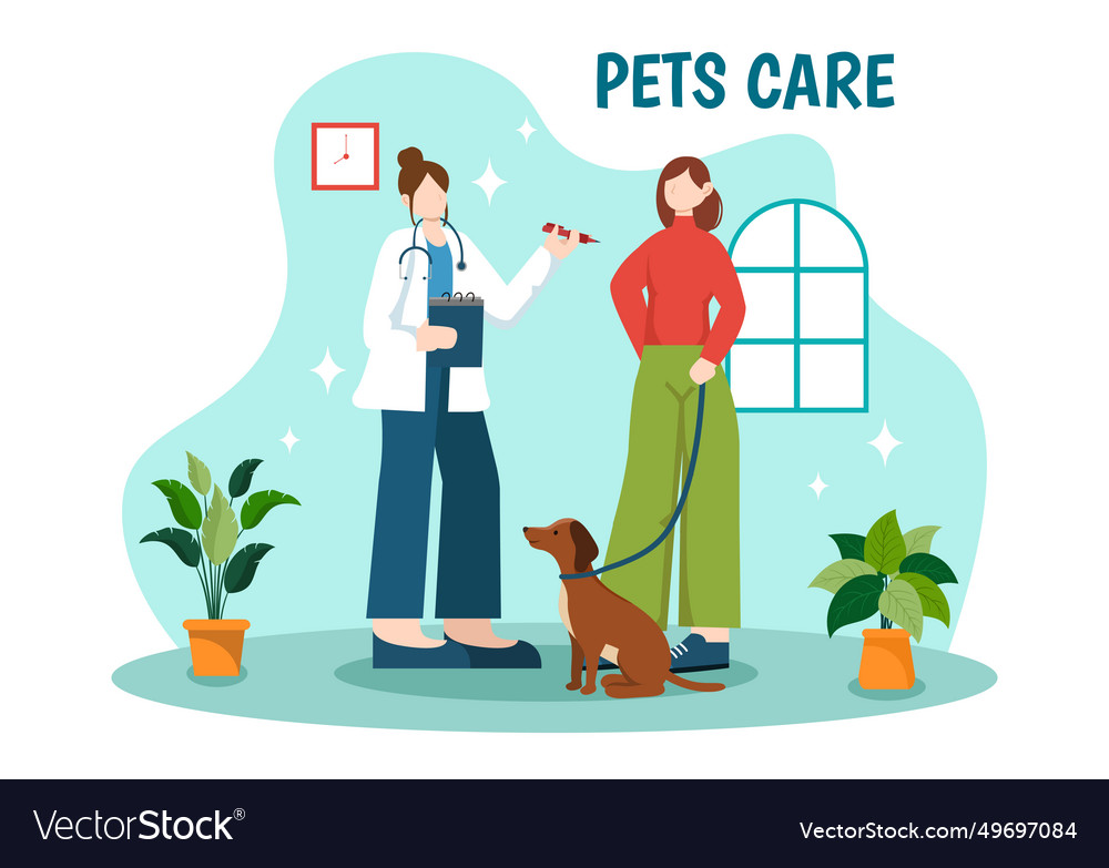 Pets care with animal shelter or vet clinic