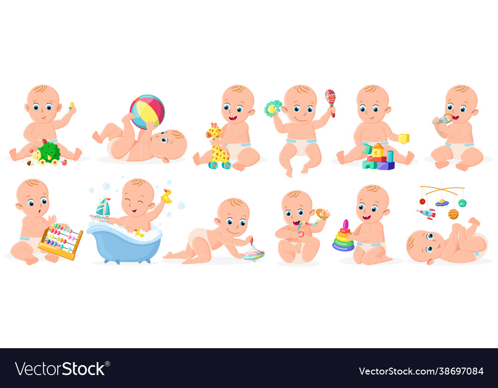 Playing babies cute infant baby boy or girl Vector Image