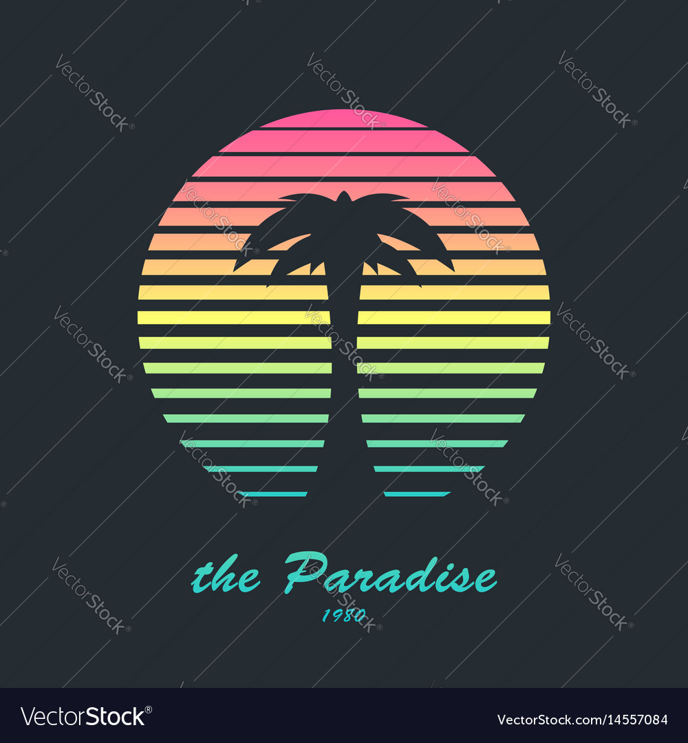 Retro Palm Sunset Emblem