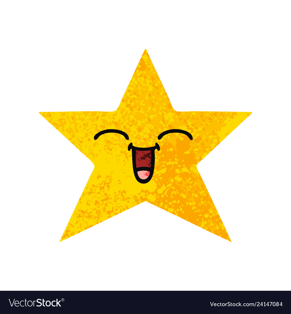 Retro style cartoon gold star Royalty Free Vector Image