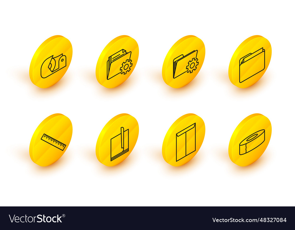Set line scotch envelope file document ruler vector image Set line scotch envelope file document ruler