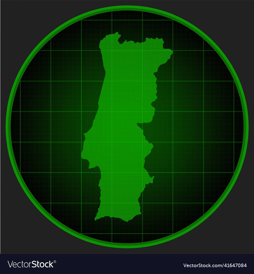 Template map outline portugal on radar Royalty Free Vector