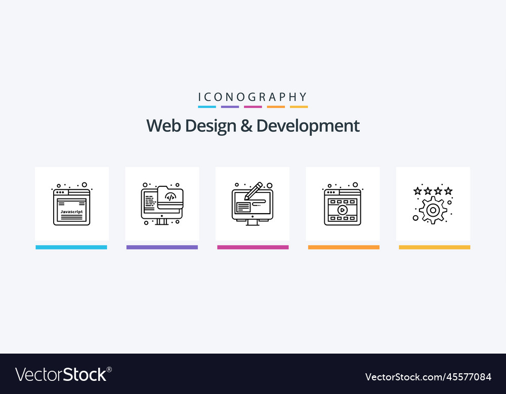 Web design and development line 5 icon pack