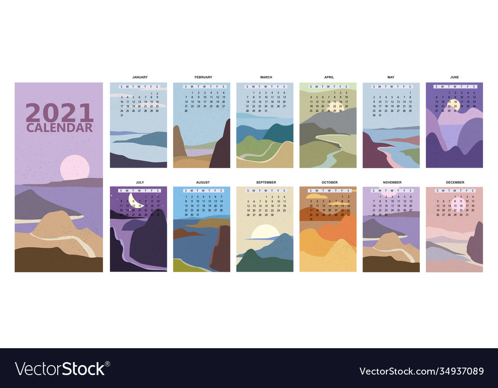 2021 calendar minimalistic window view landscape vector image 2021 calendar minimalistic window view landscape