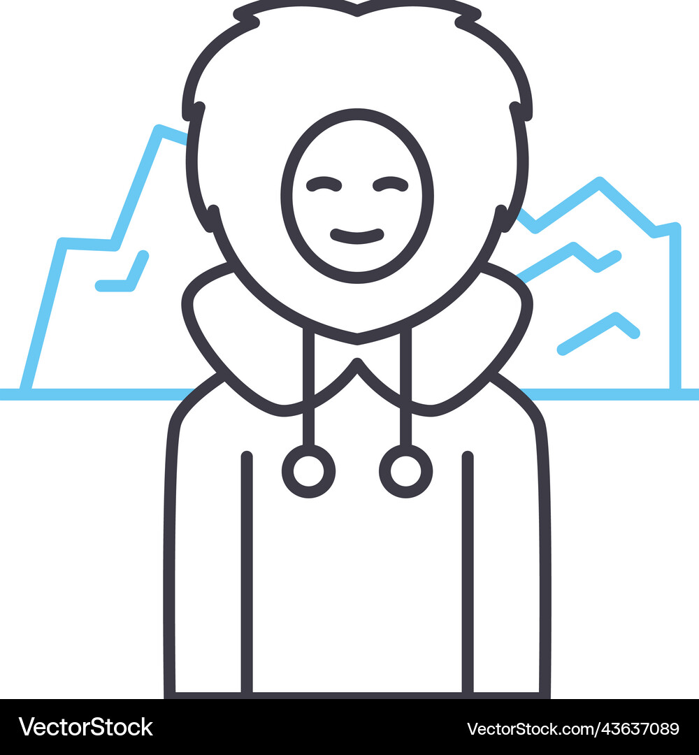 Arctic explorer man line icon outline symbol Vector Image