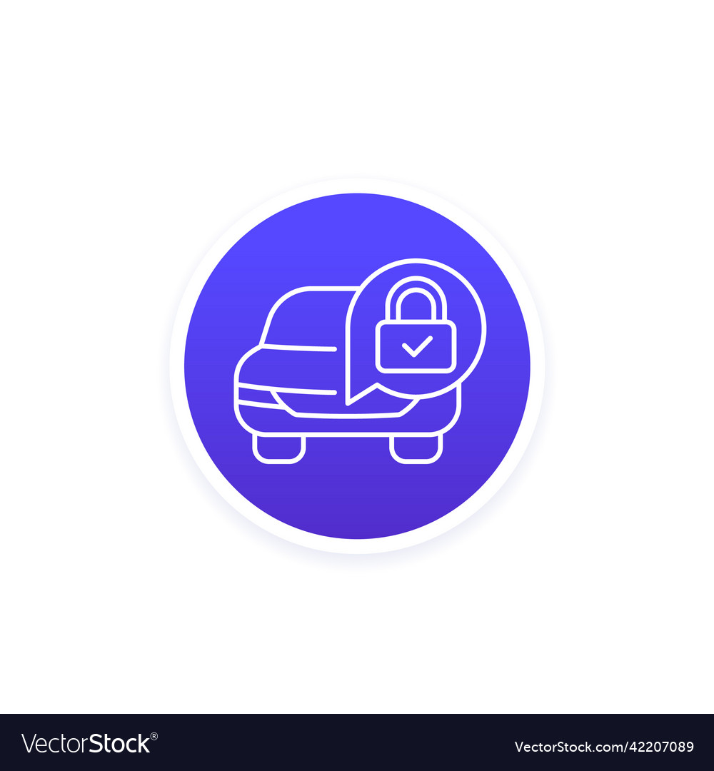 Car alarm or protection thin line icon with lock