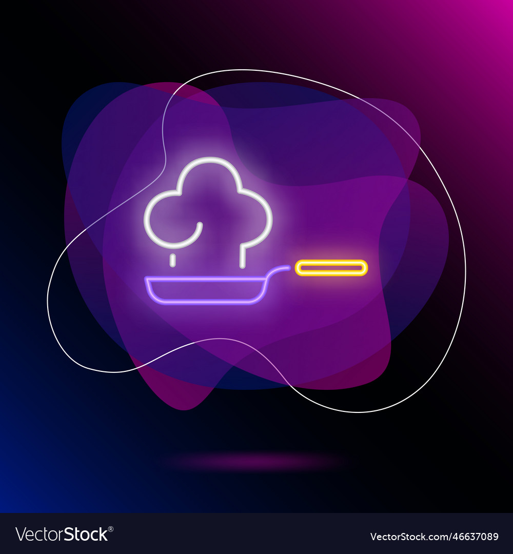 Chief cook hat on frying pan neon sign vector image Chief cook hat on frying pan neon sign