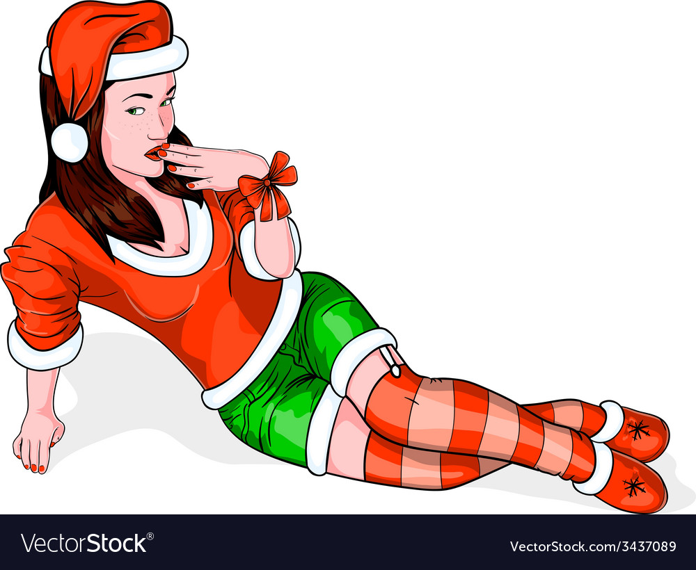 Christmas pin up girl Royalty Free Vector Image