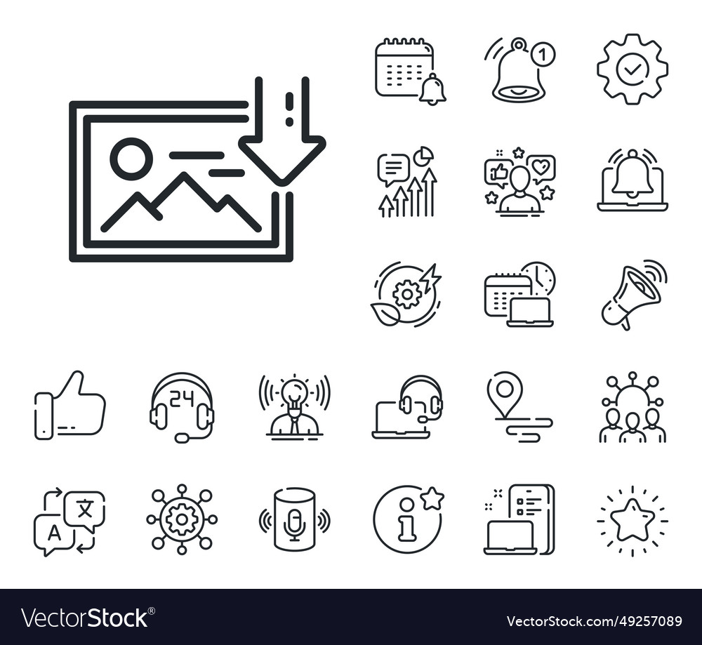 Download photo line icon image thumbnail sign Vector Image Download photo line icon image thumbnail sign