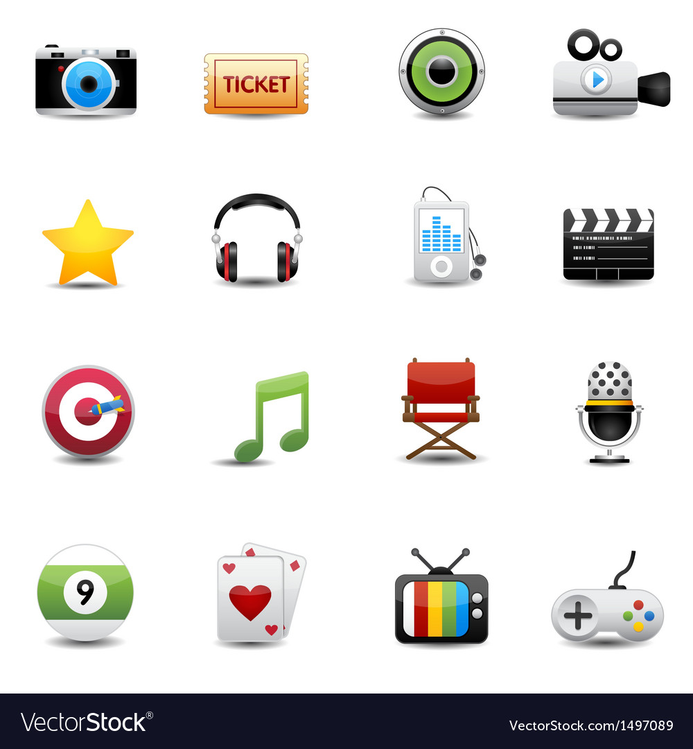 Entertainment and movie icons set