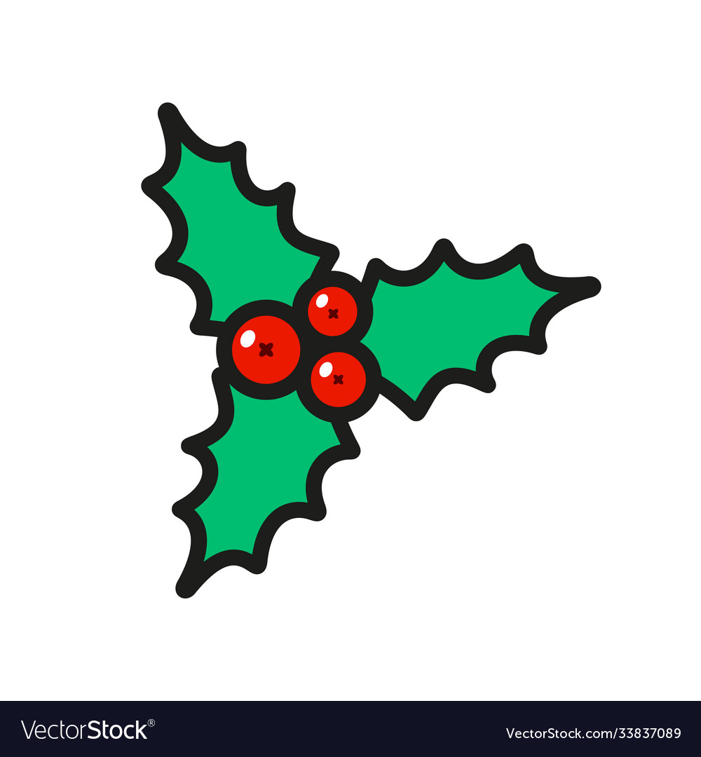 Holly berry christmas icon isolated on white Vector Image