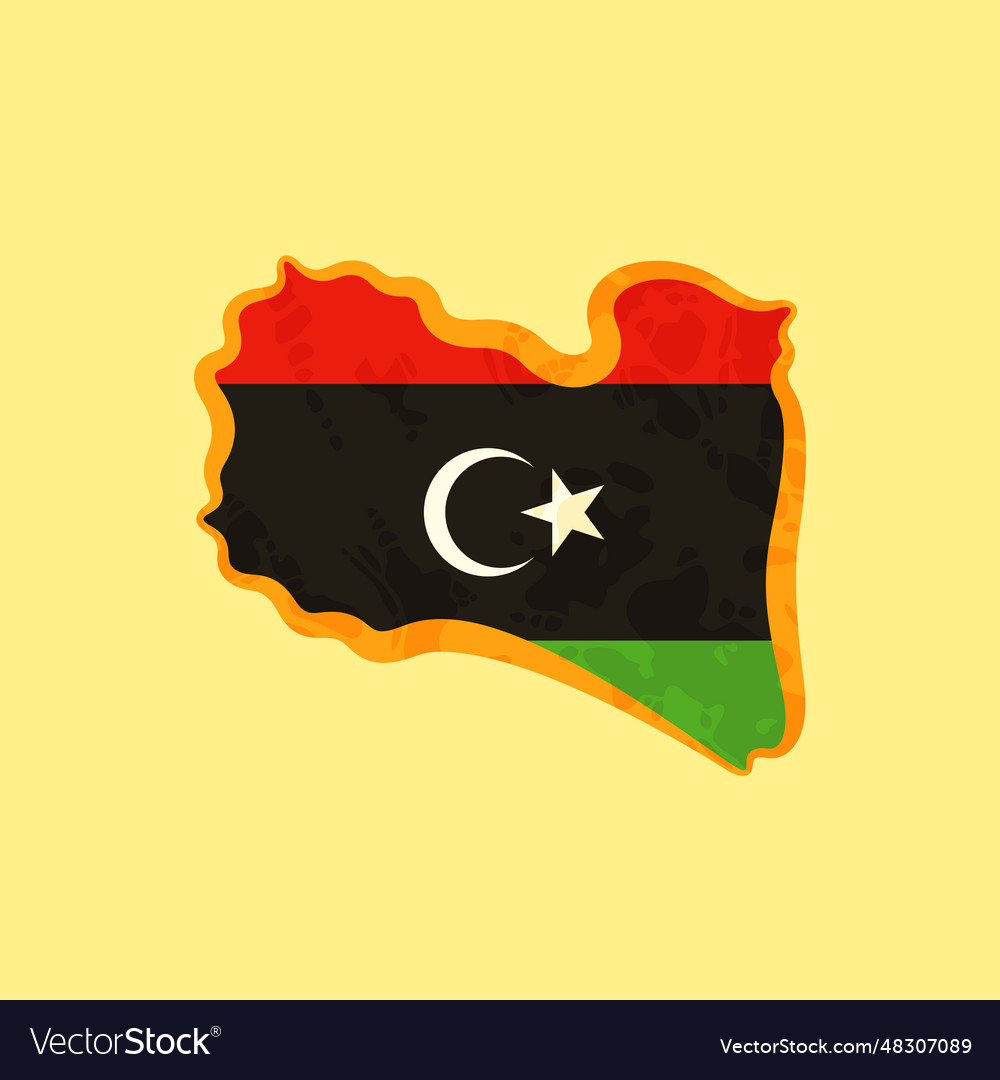 Libya - map colored with the flag