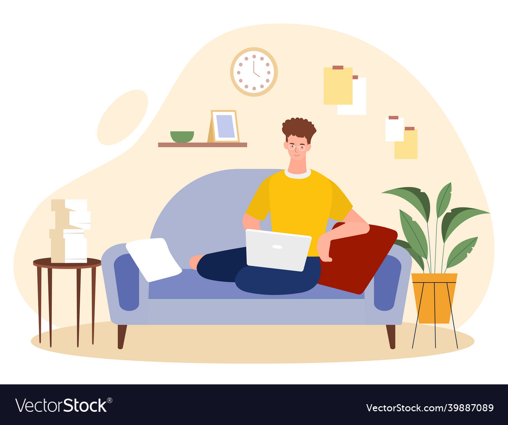 Man working at home Royalty Free Vector Image - VectorStock