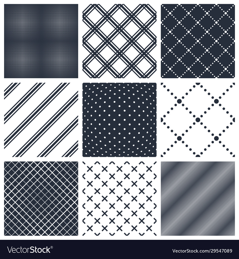 Minimal simple geometric seamless patterns set vector image Minimal simple geometric seamless patterns set