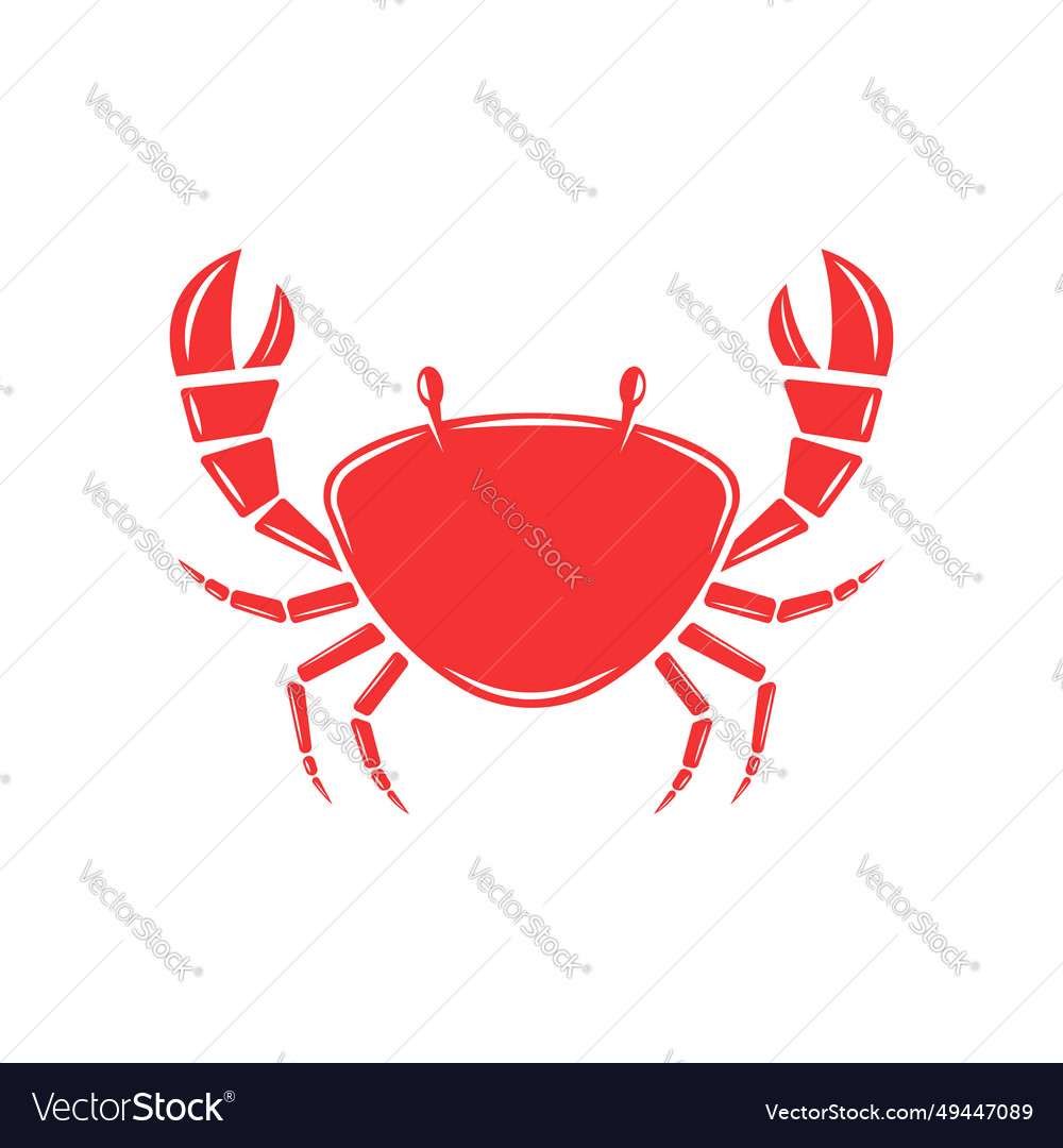 Red crab front view isolated on white background vector image Red crab front view isolated on white background
