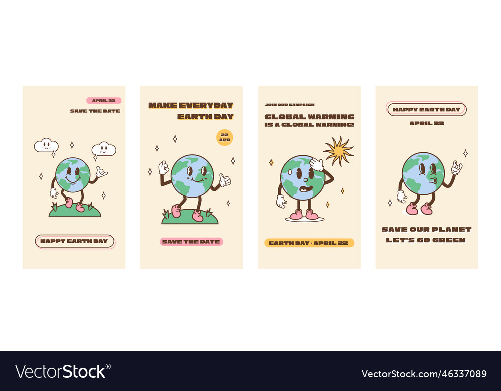 Set for happy earth day social media ig stories vector image Set for happy earth day social media ig stories