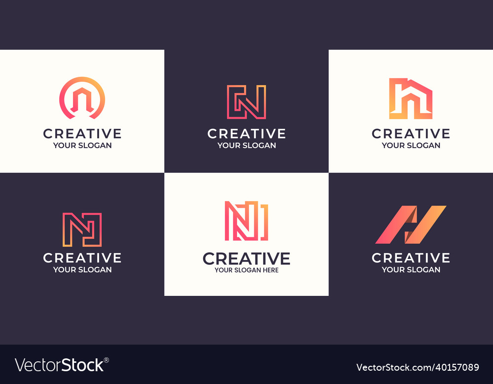 Set of creative letter n logo design