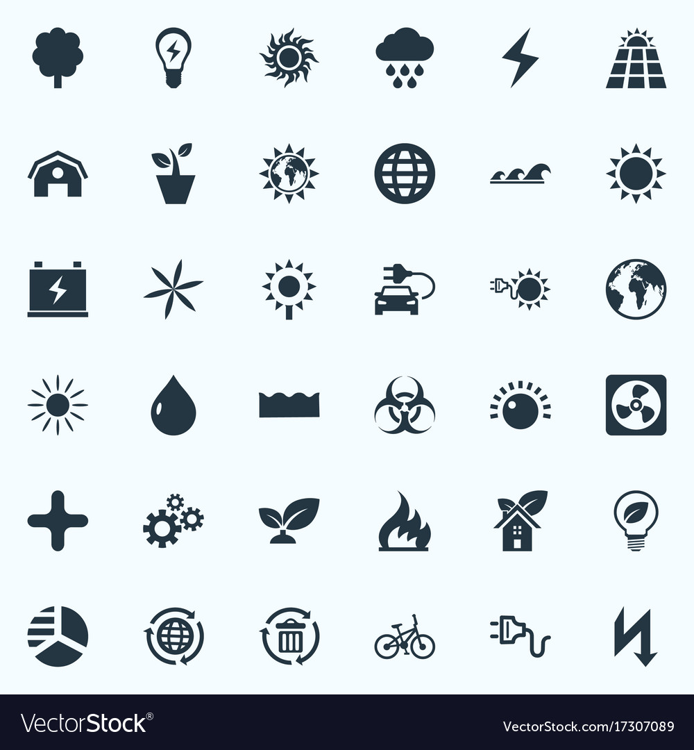 Set of simple green icons