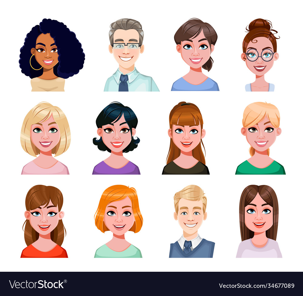 Smiling Business People Avatar In Flat Style Vector Image 2205