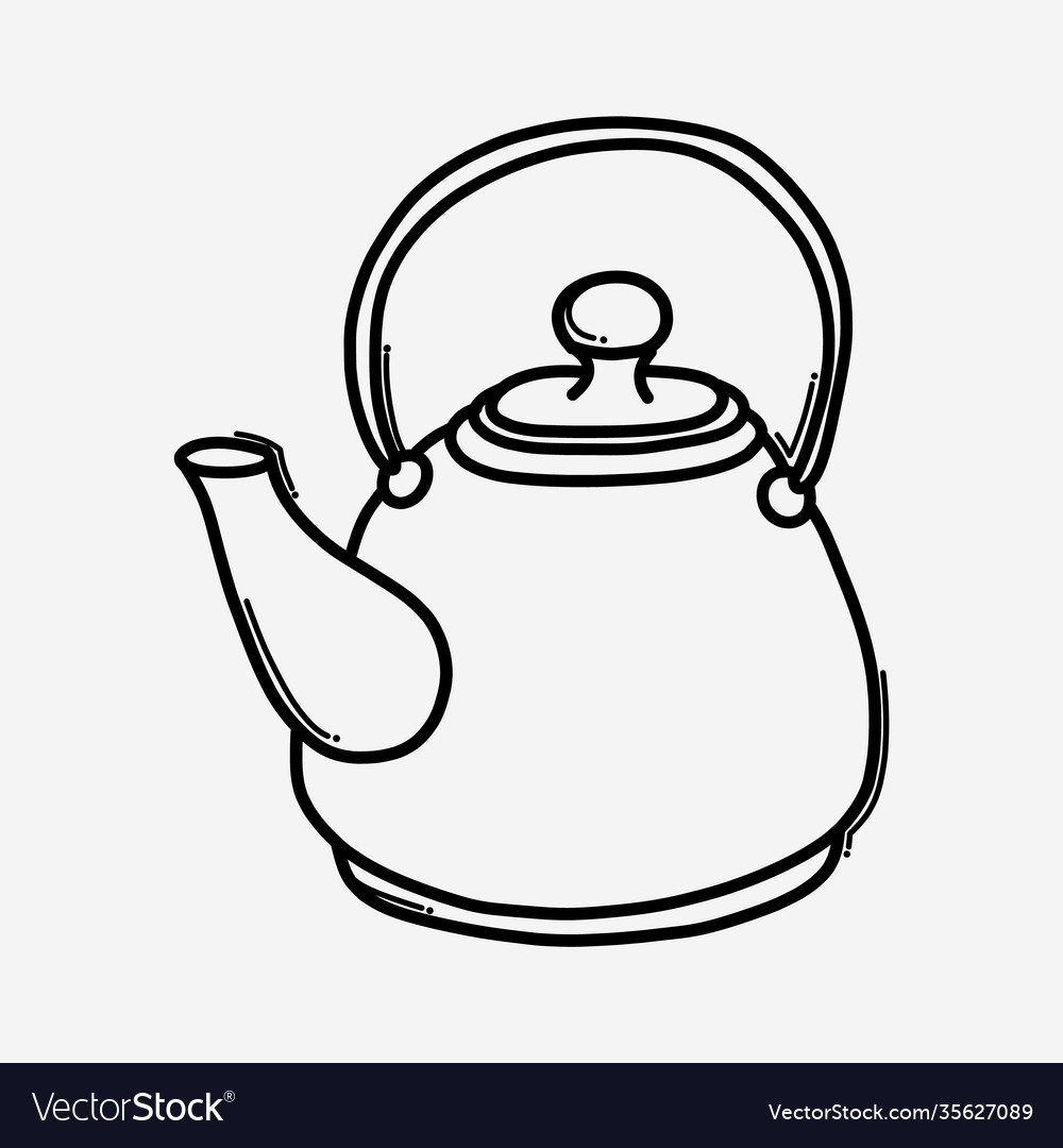 Teapot doodle icon drawing sketch hand drawn line Vector Image