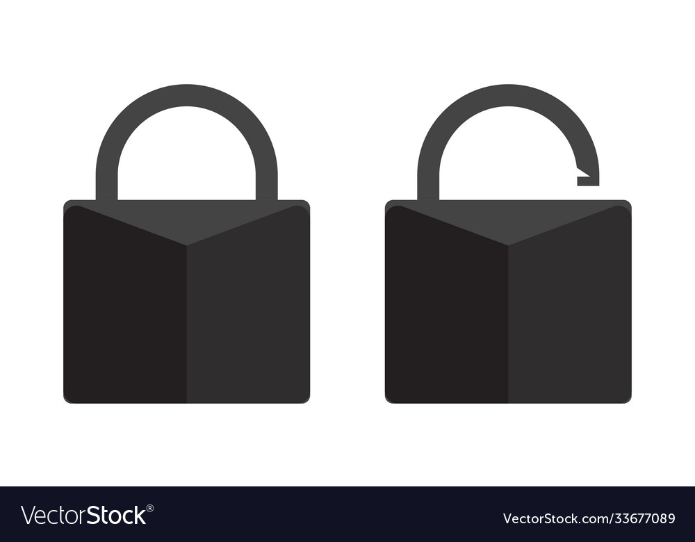 Unlock key and lock closed padlock symbol for app Vector Image Unlock key and lock closed padlock symbol for app