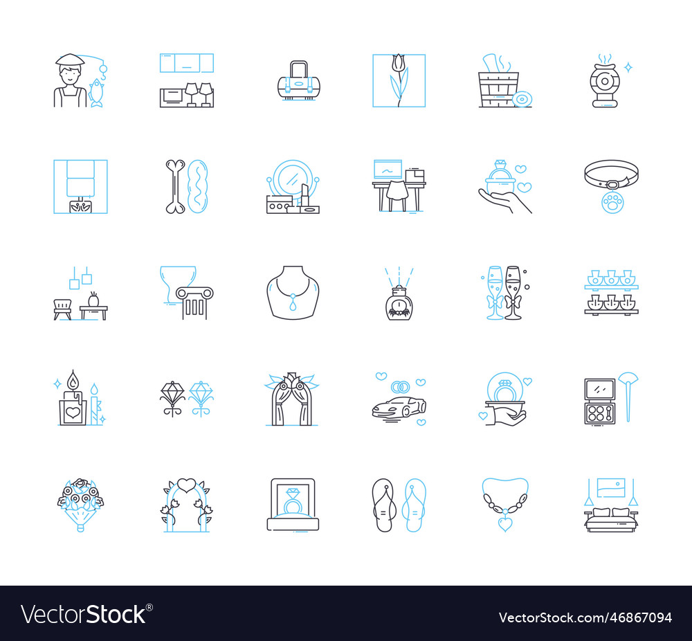 Affix linear icons set prefix suffix root