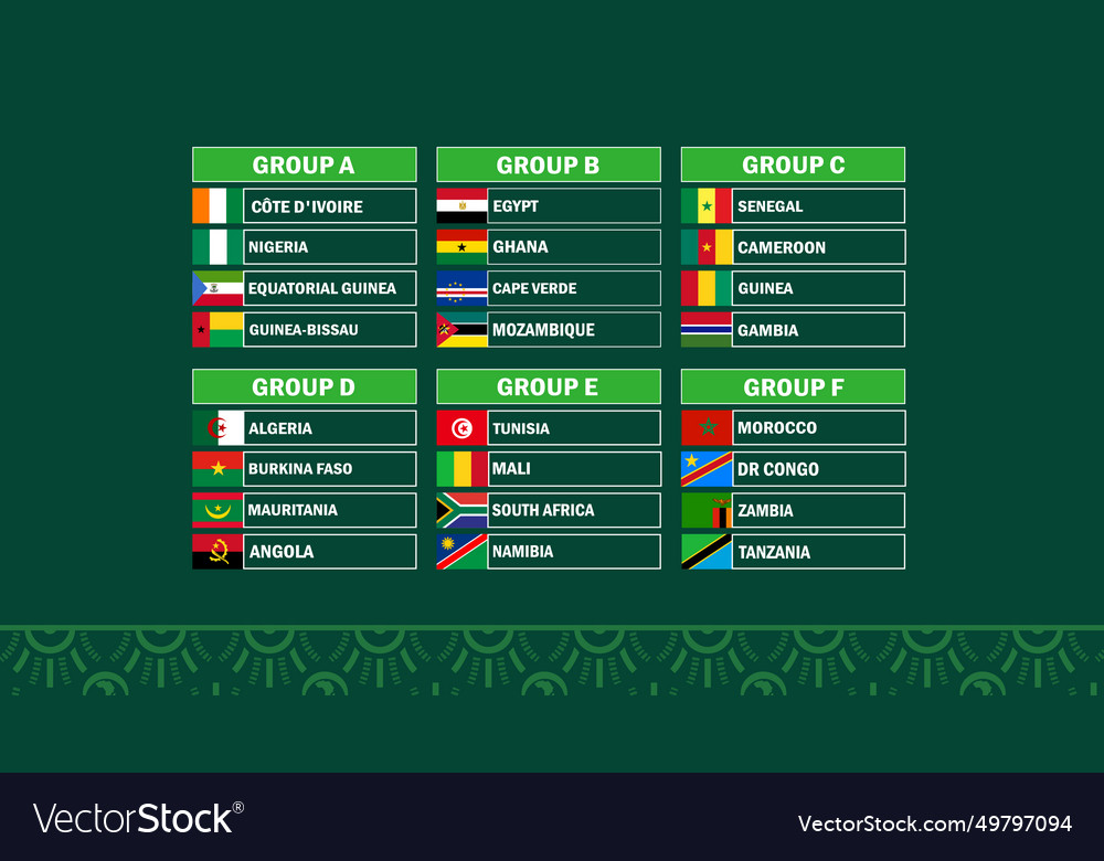 African nations flags countries 2023 groups teams Vector Image