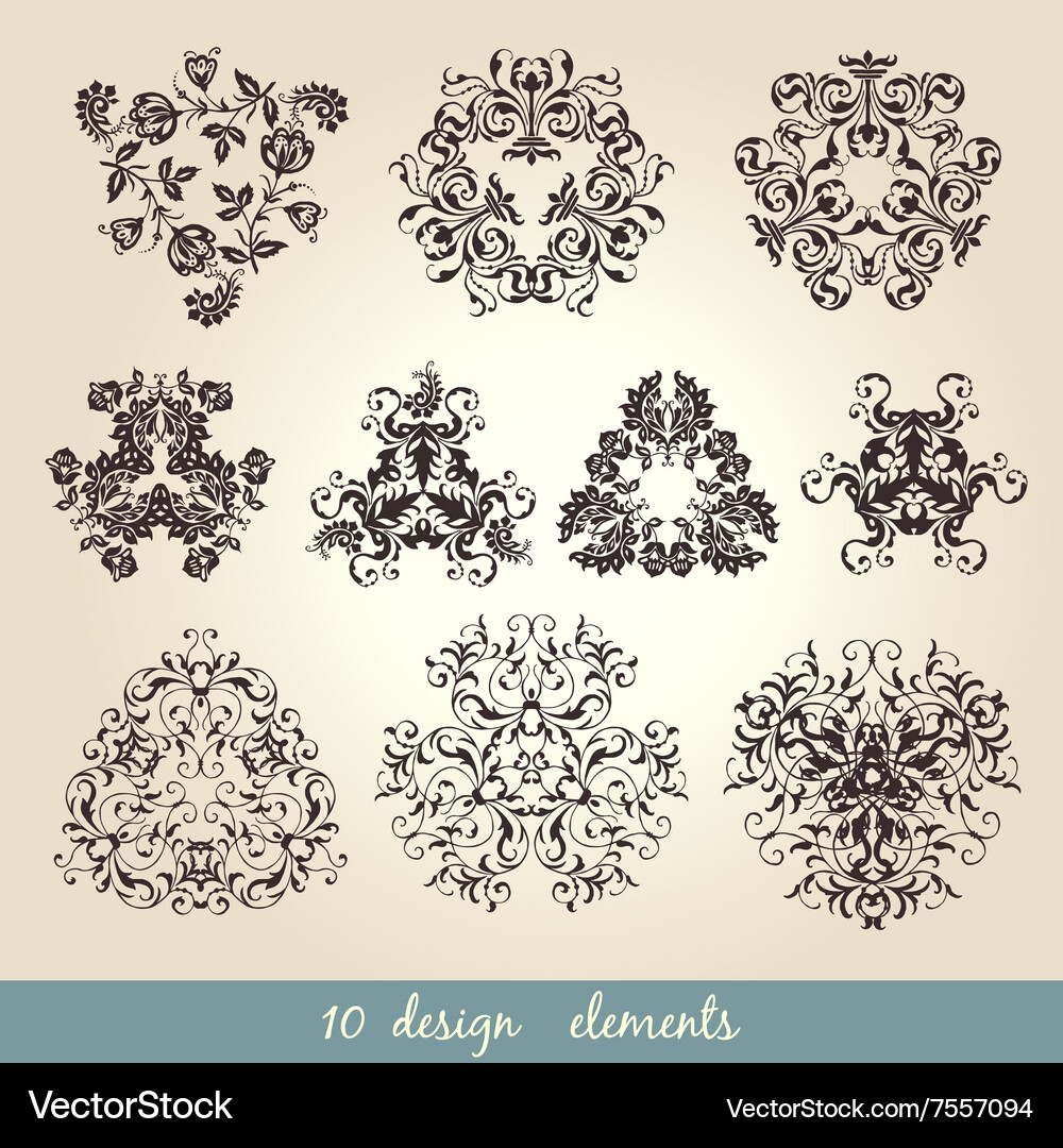 Calligraphic elements vintage set frame Royalty Free Vector