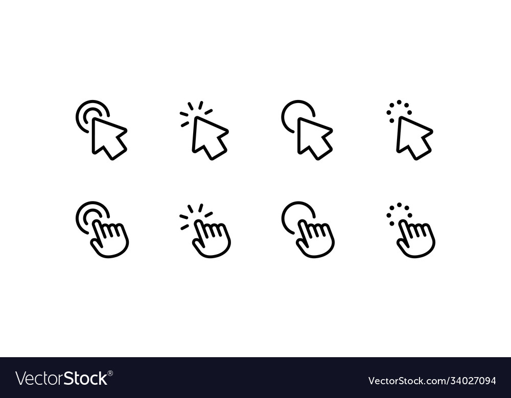 Click icon set computer mouse cursors pointing vector image Click icon set computer mouse cursors pointing