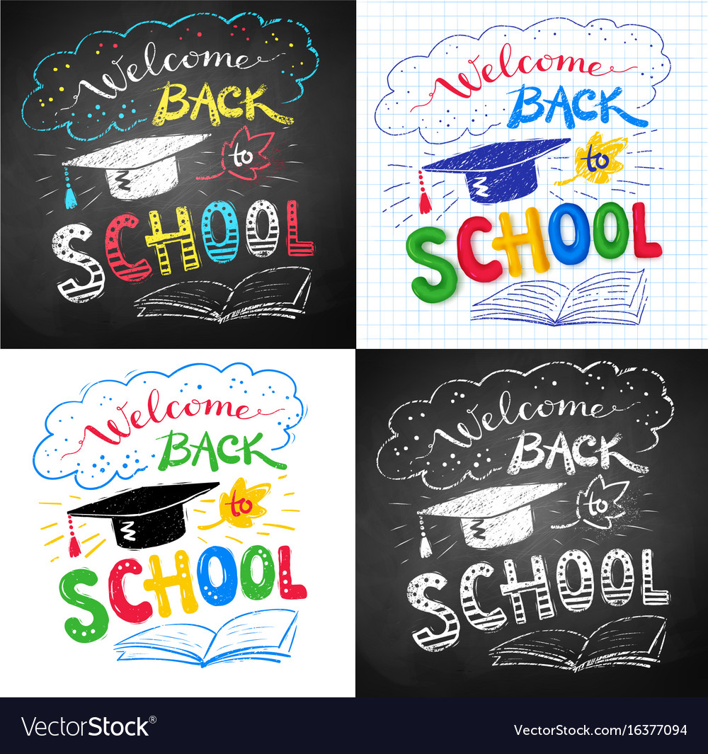 Collection of welcome back to school posters Vector Image