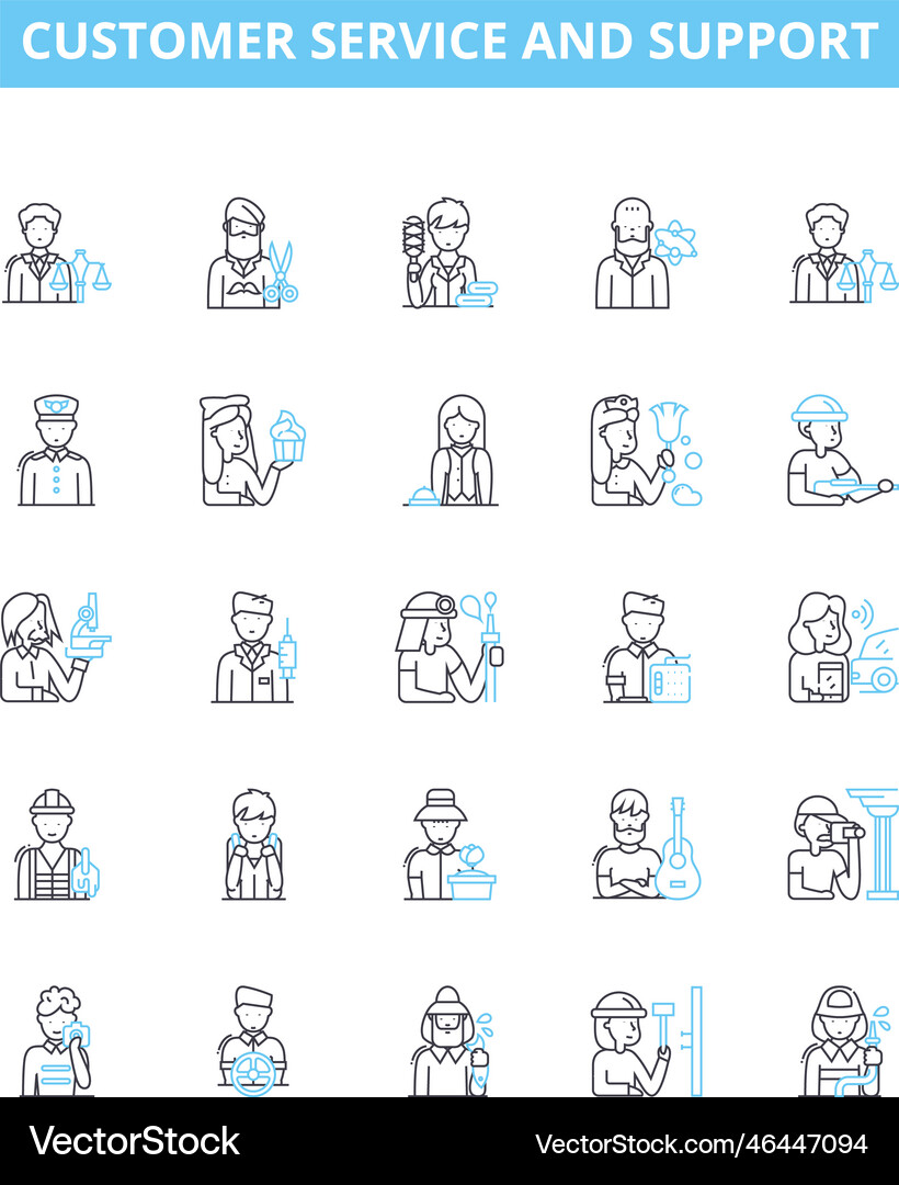 Customer service and support line icons set Vector Image