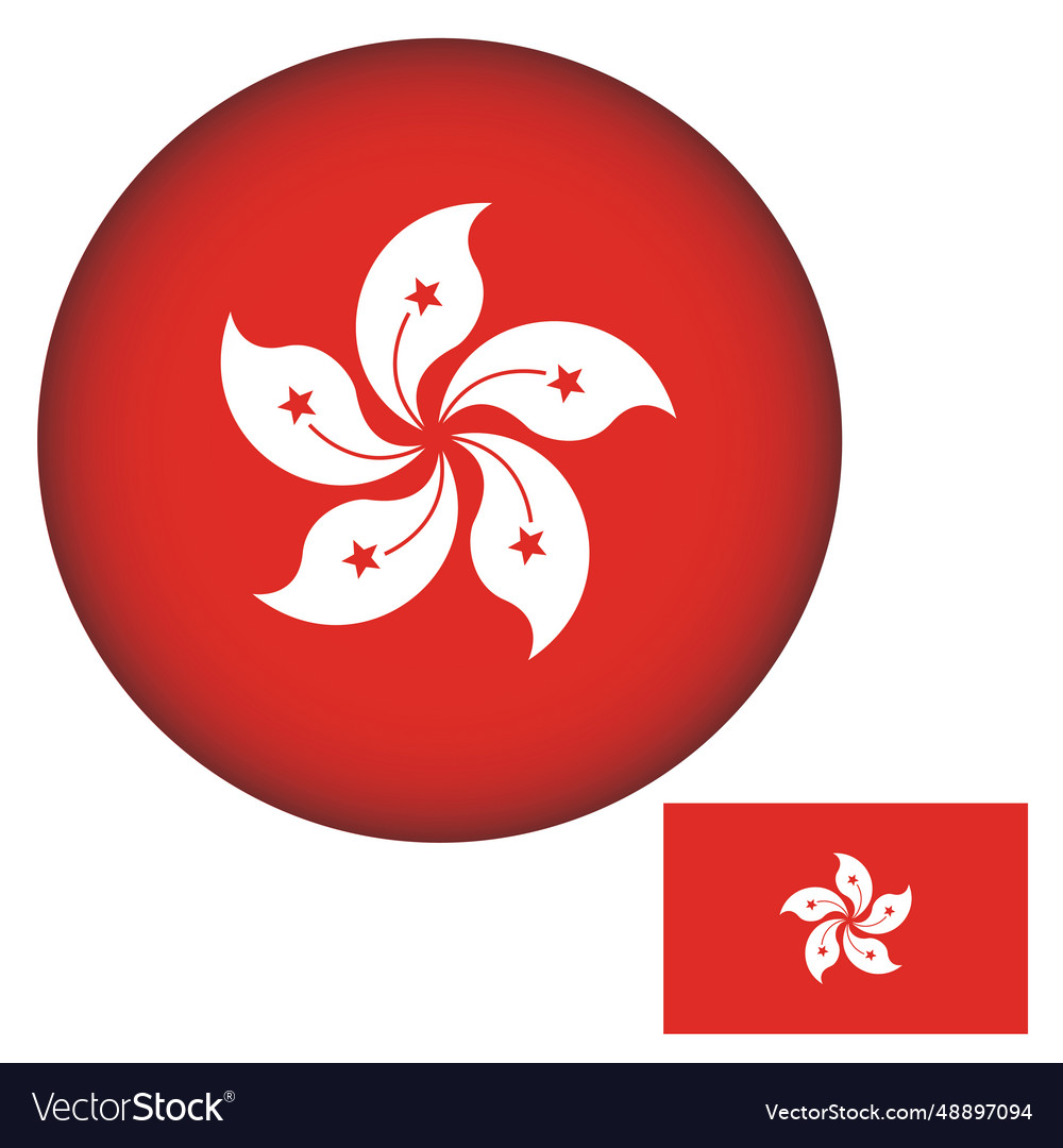 Hong kong flag round shape vector image Hong kong flag round shape