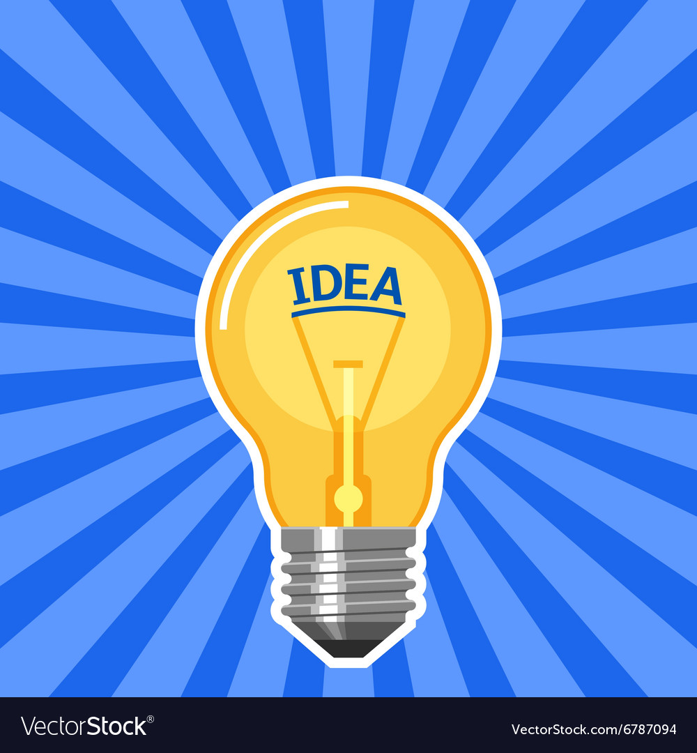 Idea concept with light bulb blue rays