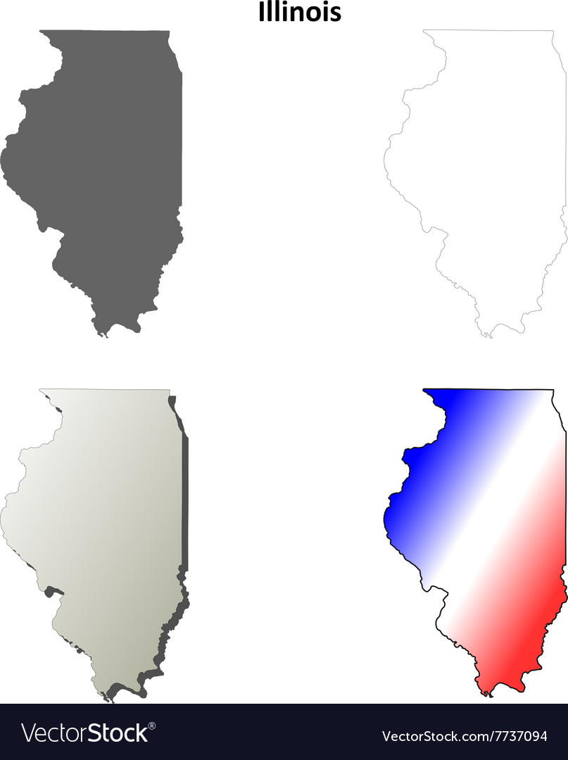 Illinois outline map set Royalty Free Vector Image