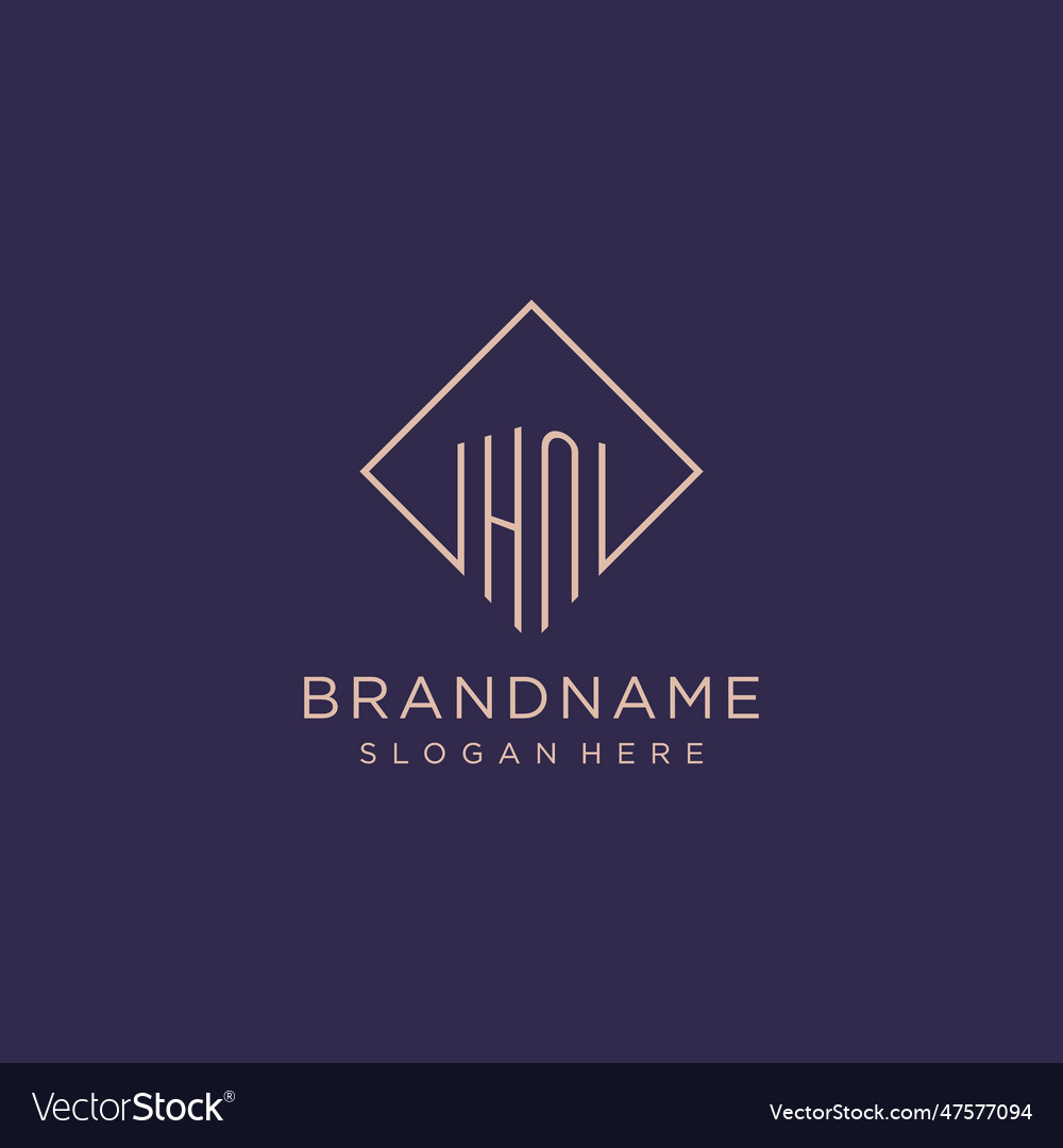 Initials hn logo monogram with rectangle style Vector Image