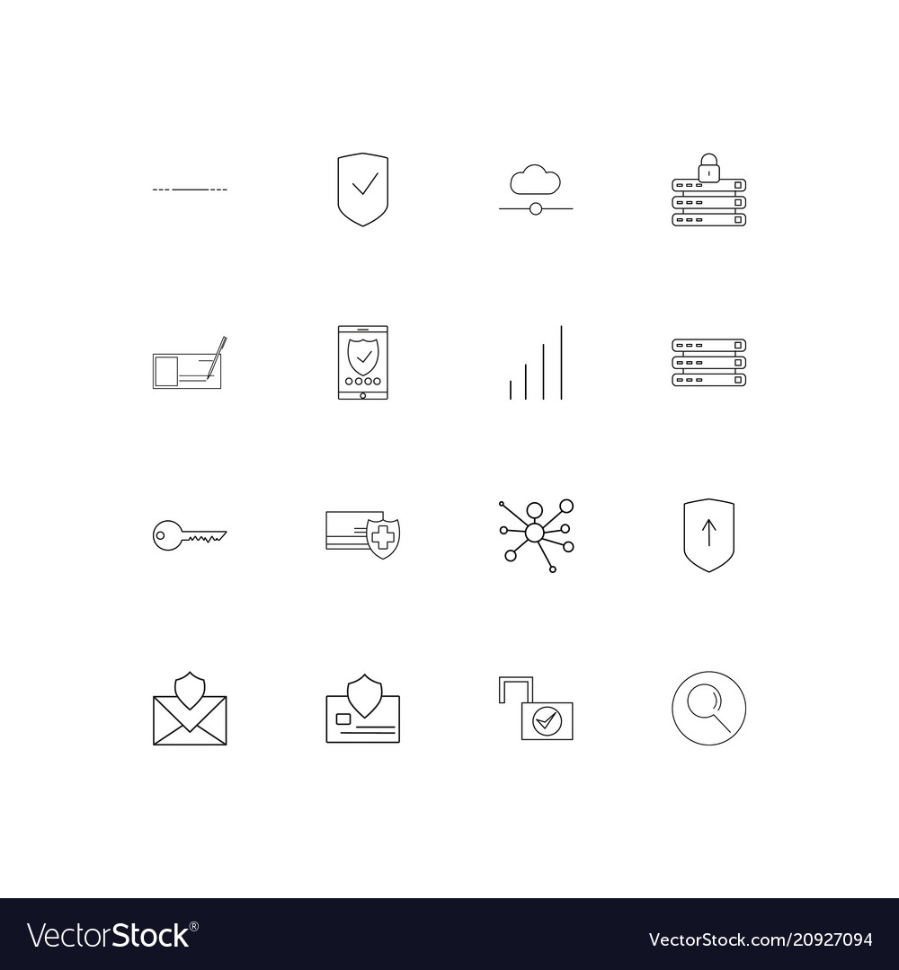 Internet security linear thin icons set outlined