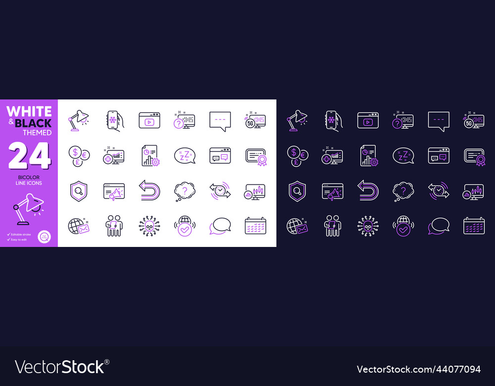 Messenger browser window and video content line vector image Messenger browser window and video content line