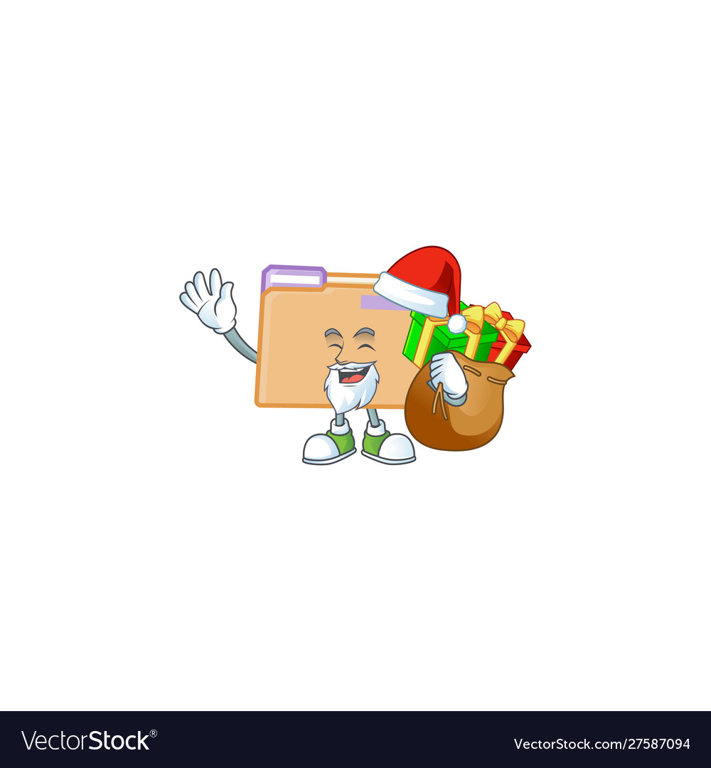 Santa with gift folder data isolated on white vector image Santa with gift folder data isolated on white