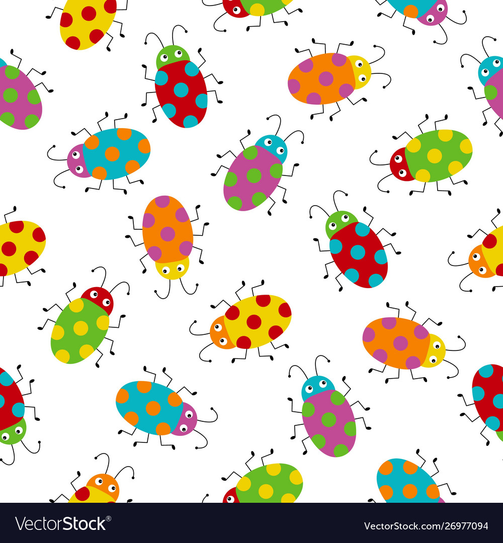 Seamless pattern with colorful bugs bright vector image Seamless pattern with colorful bugs bright