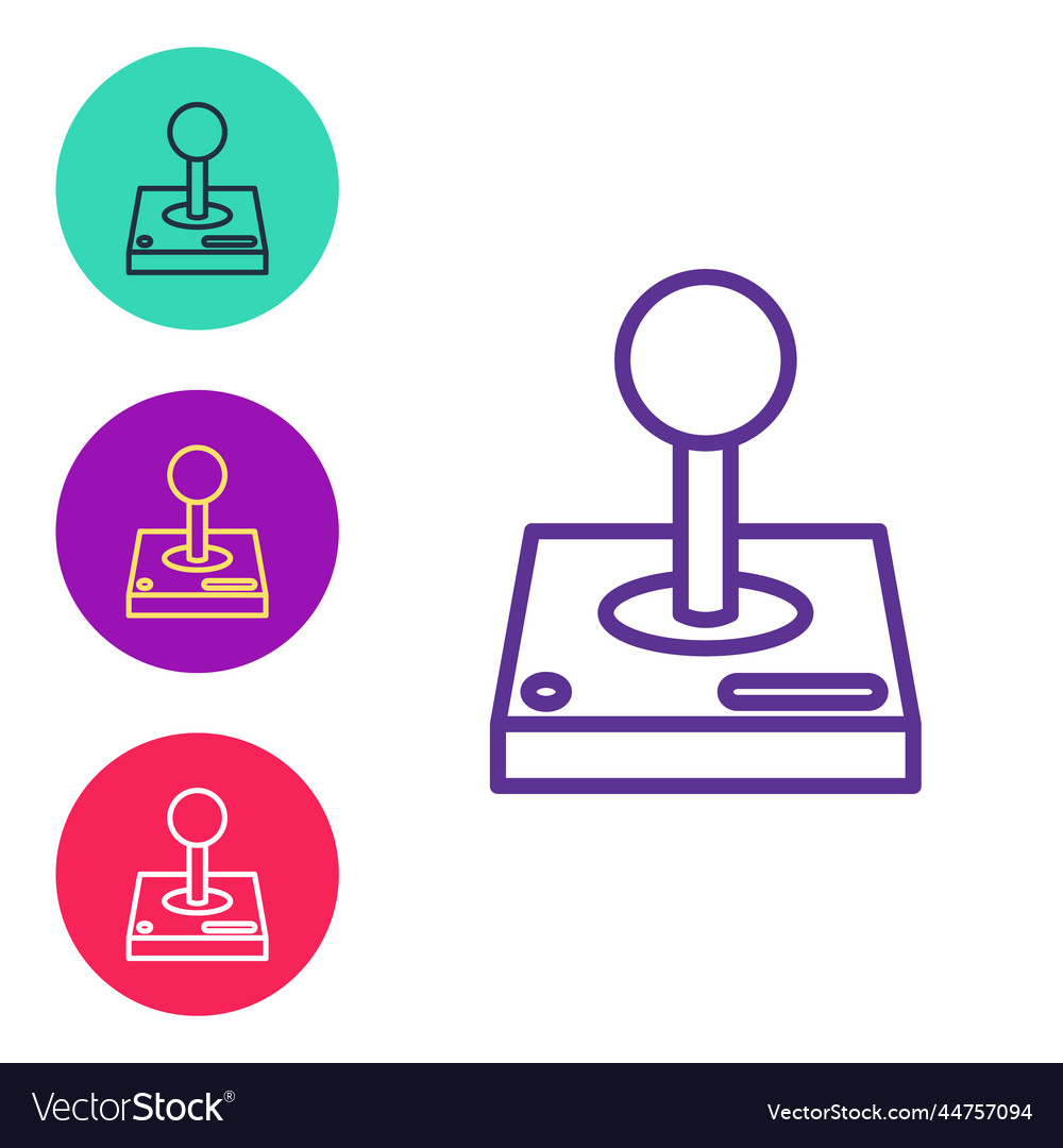 Set line joystick for arcade machine icon isolated