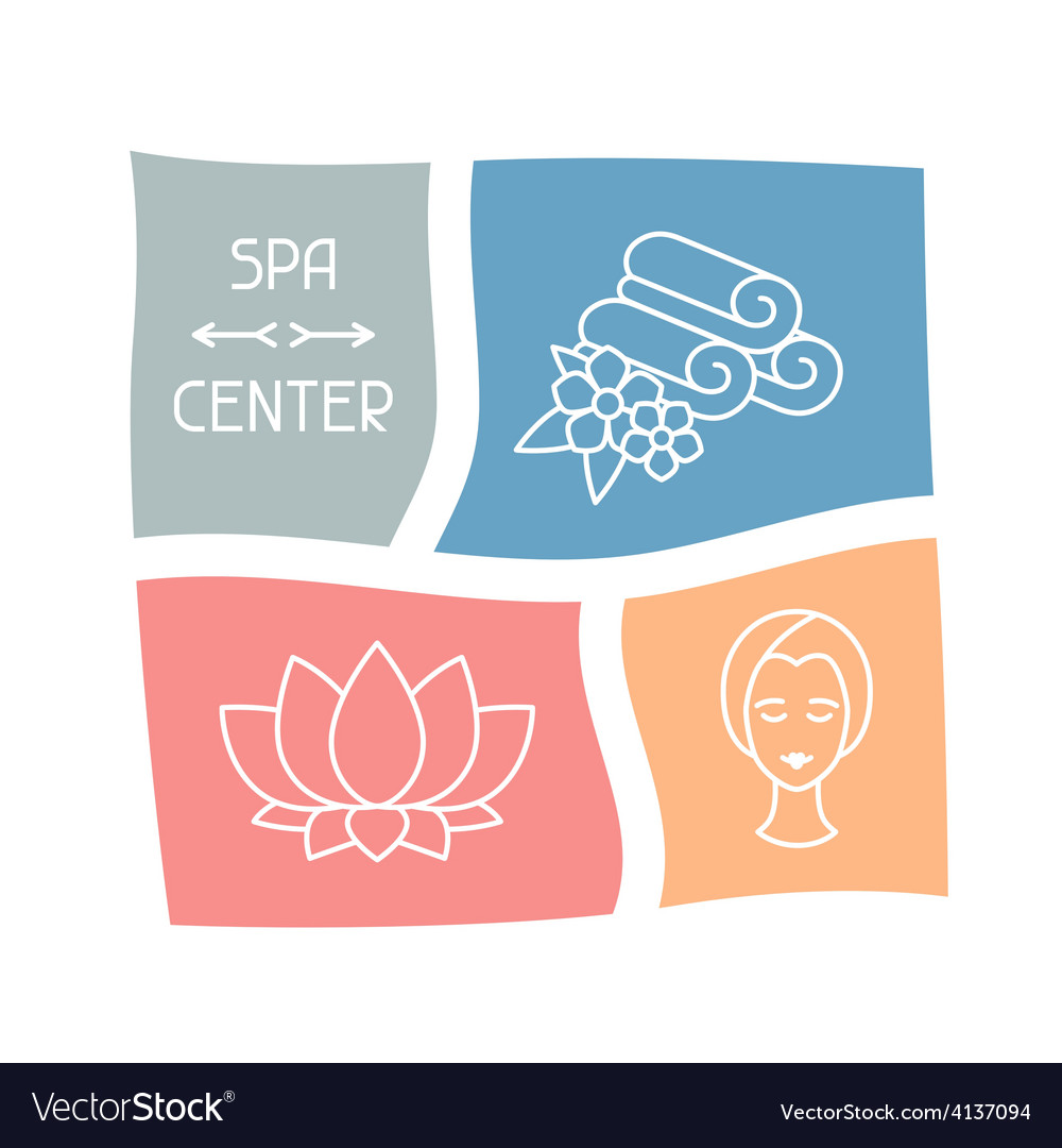 Spa and recreation background with icons in linear