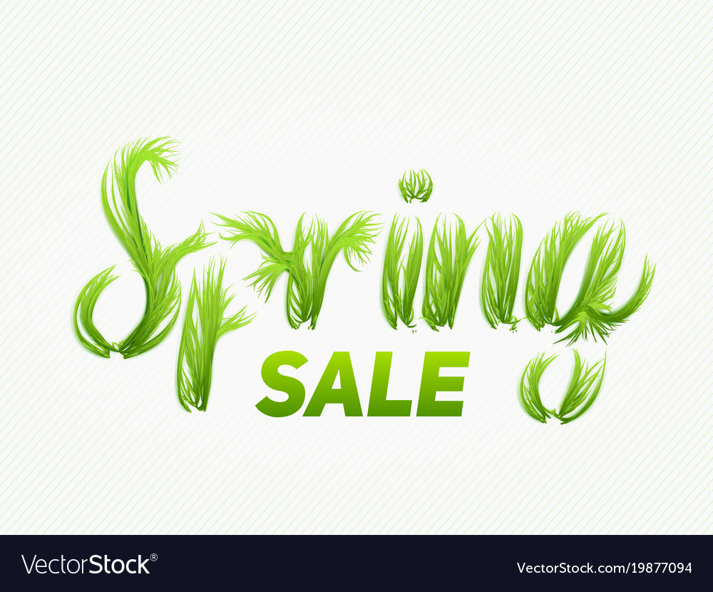 Spring sale concept with grassy letters