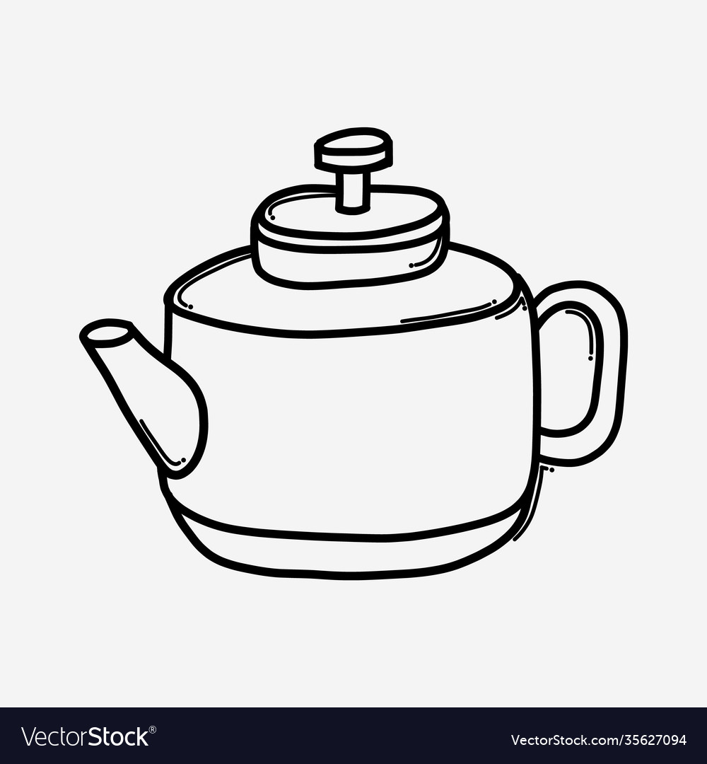 Teapot doodle icon drawing sketch hand drawn line Vector Image