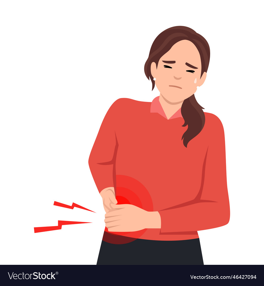 Unhealthy woman suffer from liver problems unwell Vector Image