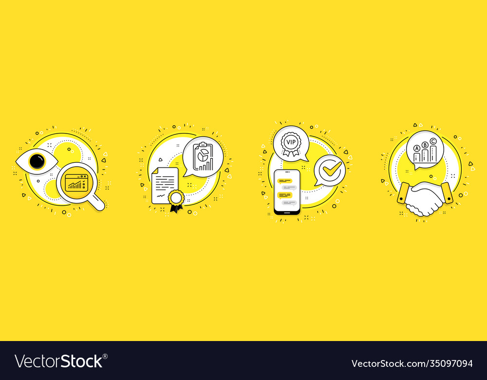 Vip award web traffic and report icons set graph vector image Vip award web traffic and report icons set graph